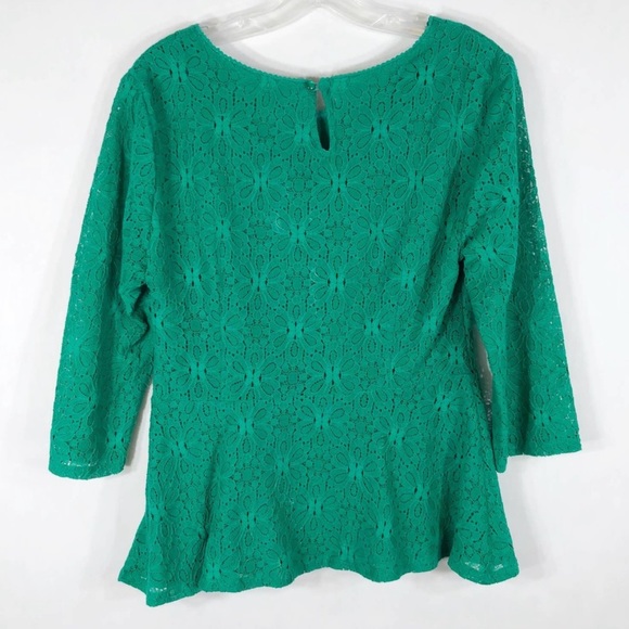 Anthropologie•Moulinette Soeurs•Green Lace Peplum Blouse•Sz 4 - Picture 3 of 10